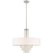 Nickel Five Light Metal Dimmable Chandelier With Shades
