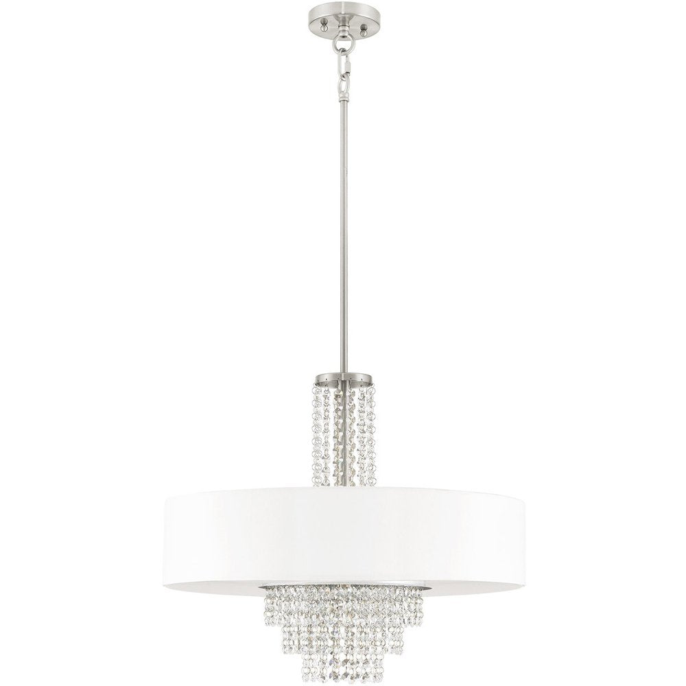 Nickel Five Light Metal Dimmable Chandelier With Shades
