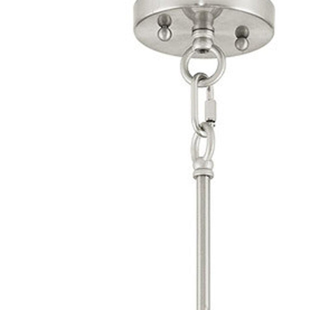 Nickel Five Light Metal Dimmable Chandelier With Shades