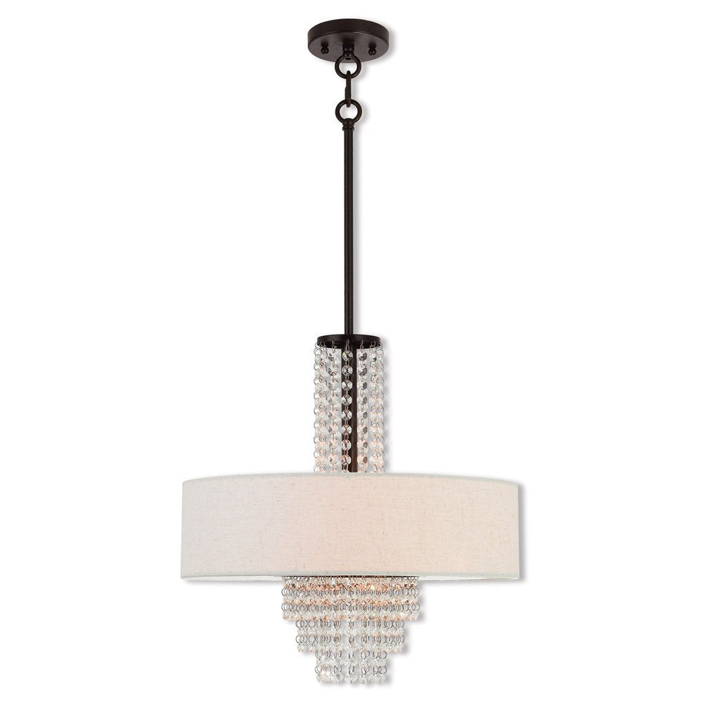 Bronze Four Light Metal Dimmable Chandelier With Shades