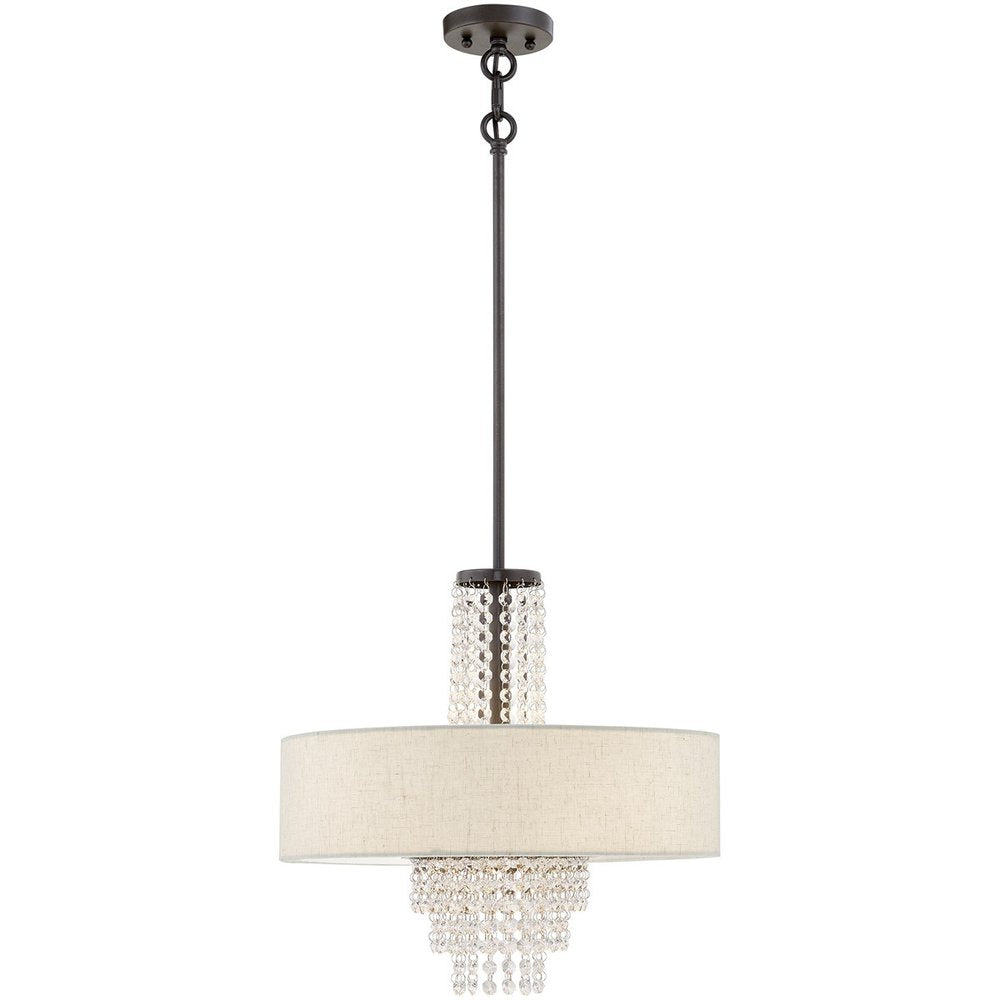 Bronze Four Light Metal Dimmable Chandelier With Shades