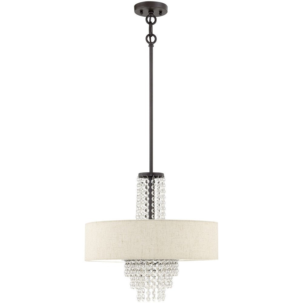 Bronze Four Light Metal Dimmable Chandelier With Shades