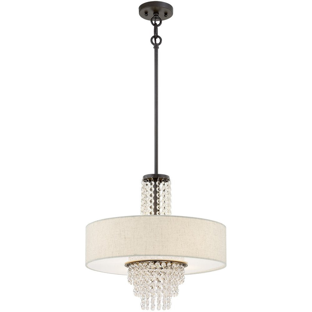 Bronze Four Light Metal Dimmable Chandelier With Shades