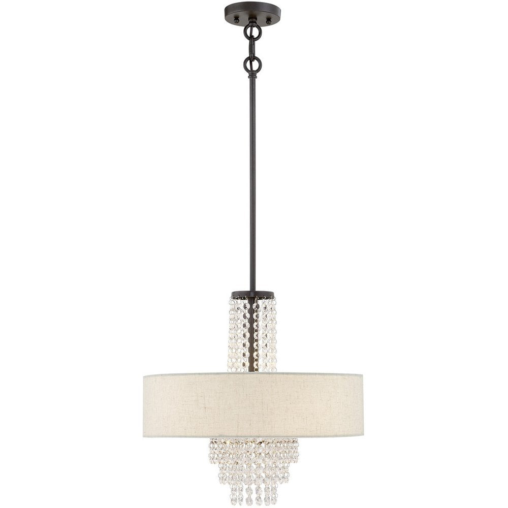 Bronze Four Light Metal Dimmable Chandelier With Shades