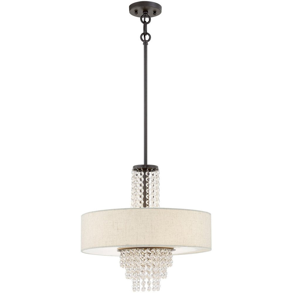 Bronze Four Light Metal Dimmable Chandelier With Shades