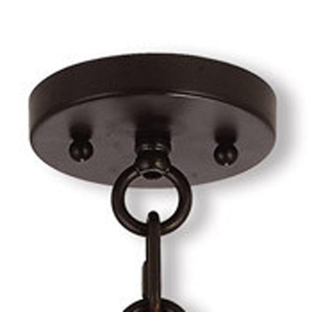 Bronze Four Light Metal Dimmable Chandelier With Shades