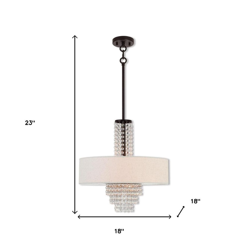 Bronze Four Light Metal Dimmable Chandelier With Shades