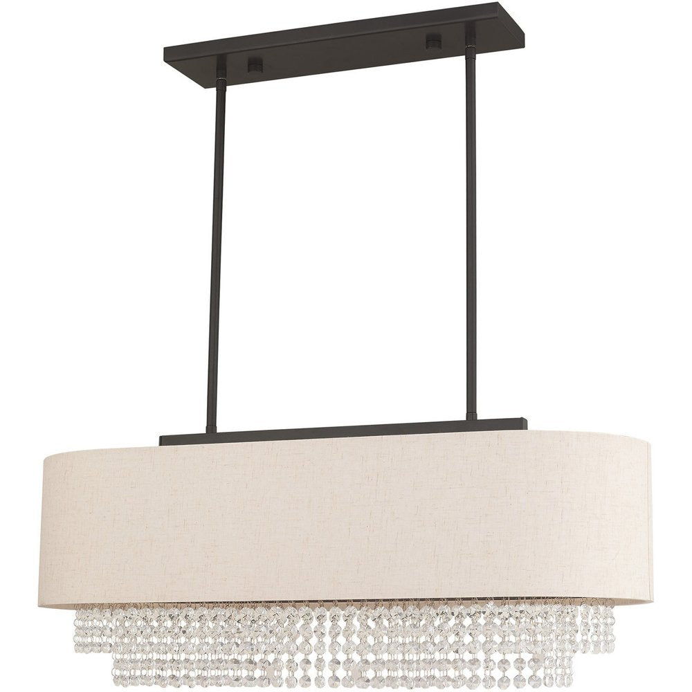 Bronze Three Light Metal Dimmable Chandelier With Shades