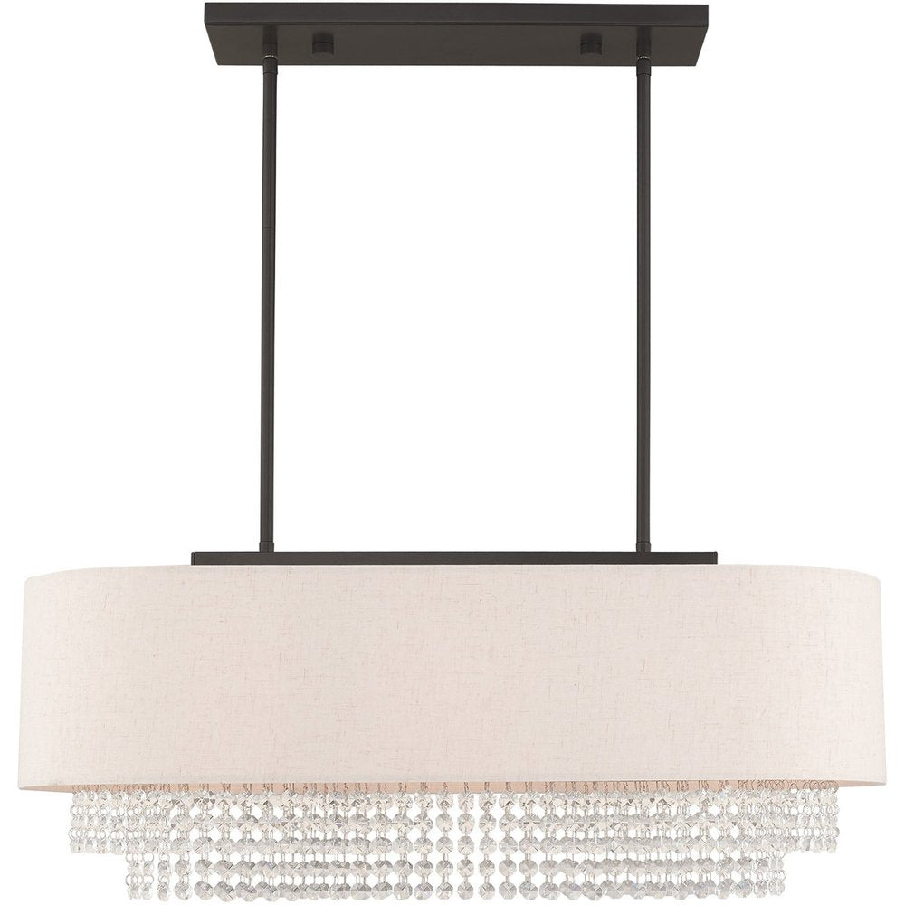 Bronze Three Light Metal Dimmable Chandelier With Shades