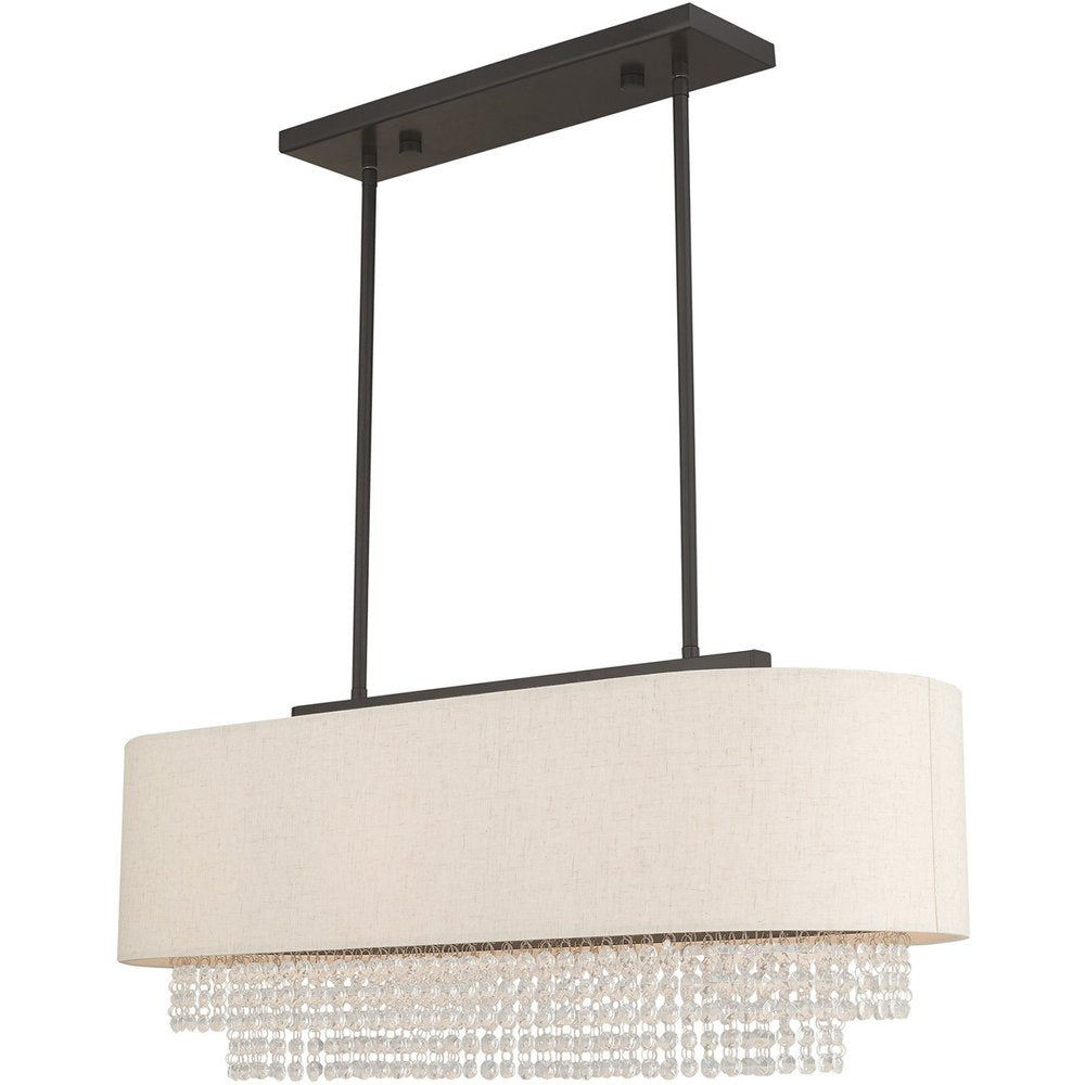 Bronze Three Light Metal Dimmable Chandelier With Shades