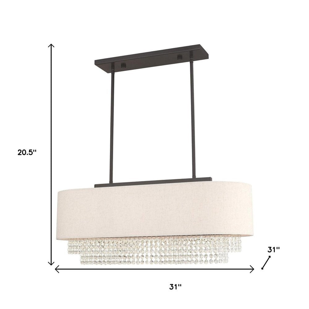 Bronze Three Light Metal Dimmable Chandelier With Shades