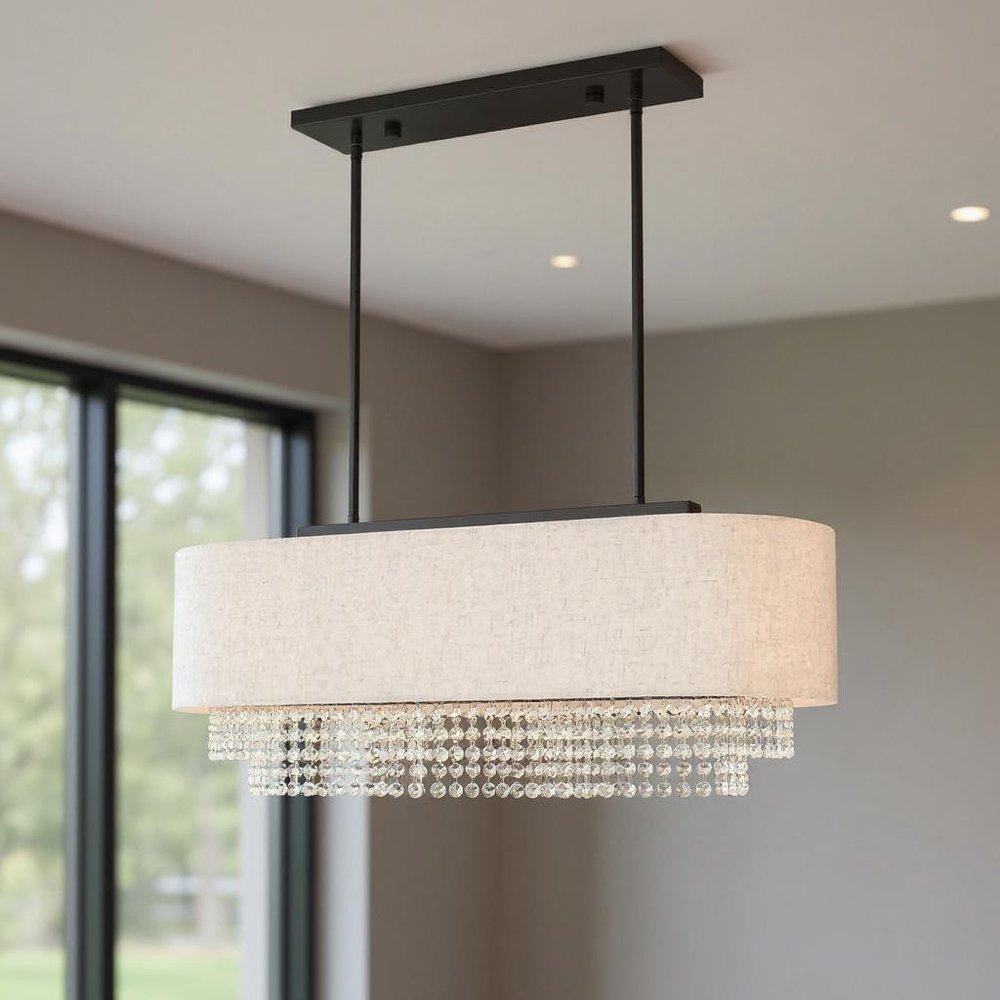 Bronze Three Light Metal Dimmable Chandelier With Shades