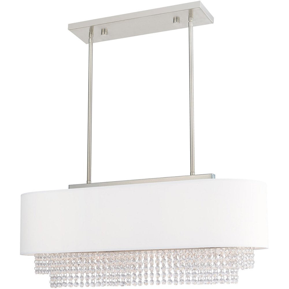 Nickel Three Light Metal Dimmable Chandelier With Shades