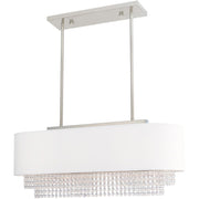 Nickel Three Light Metal Dimmable Chandelier With Shades