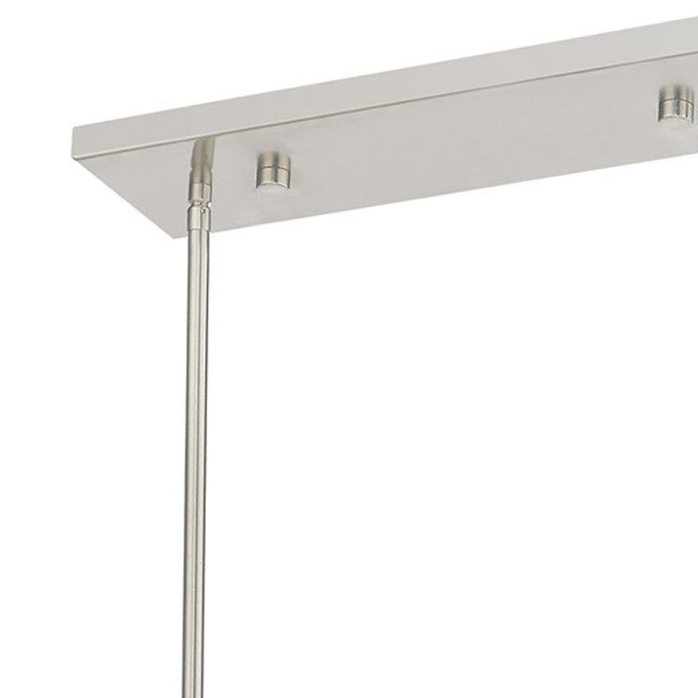 Nickel Three Light Metal Dimmable Chandelier With Shades