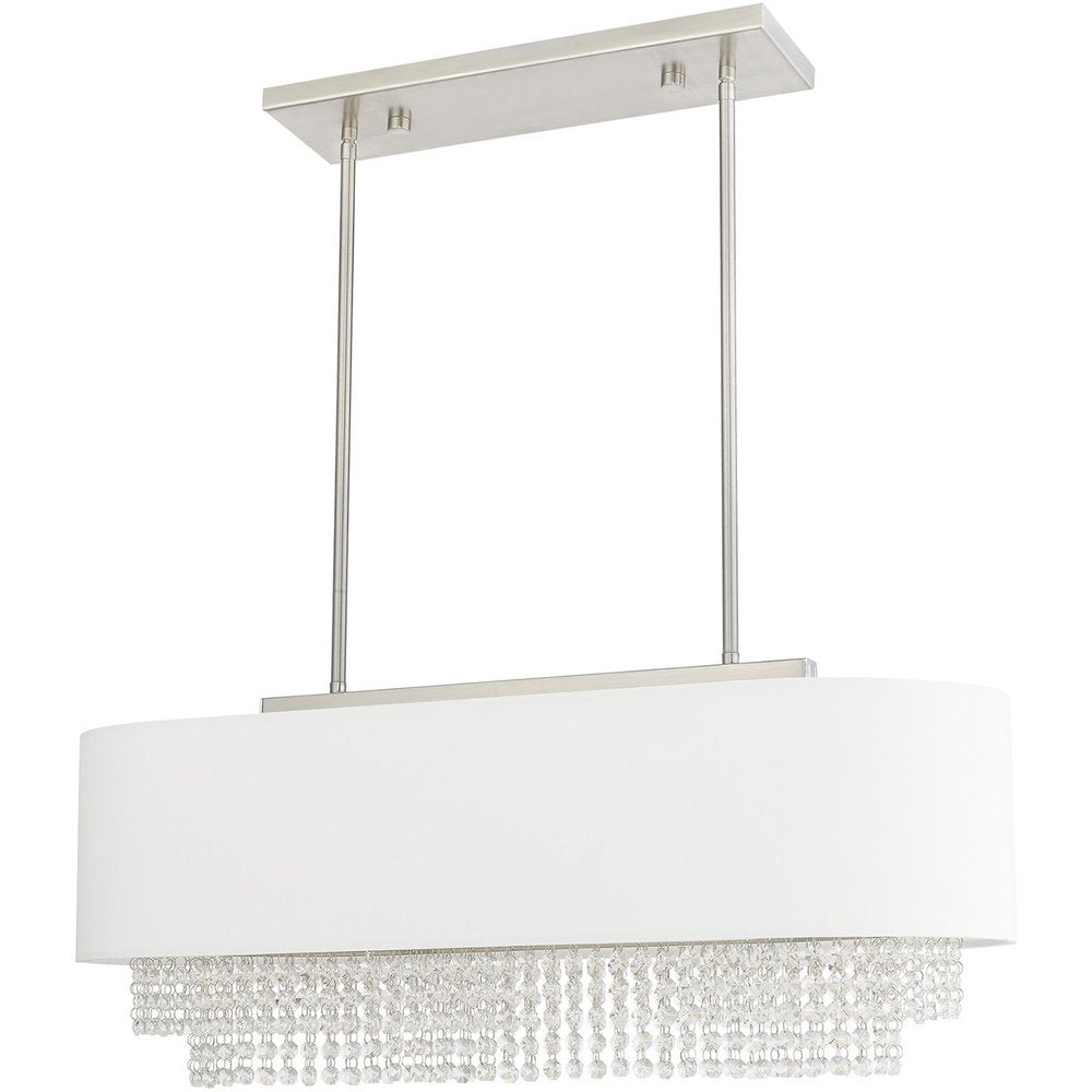 Nickel Three Light Metal Dimmable Chandelier With Shades