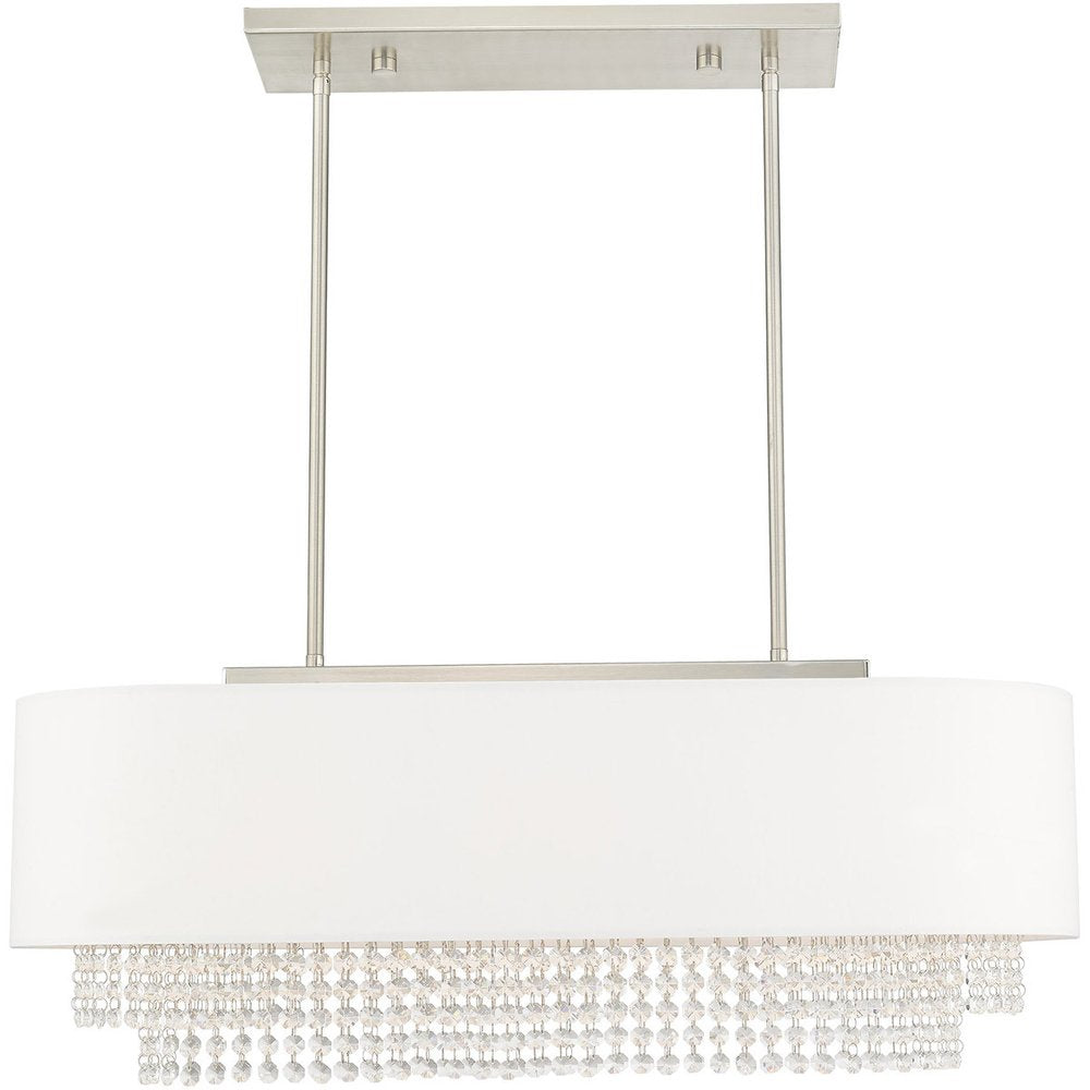 Nickel Three Light Metal Dimmable Chandelier With Shades