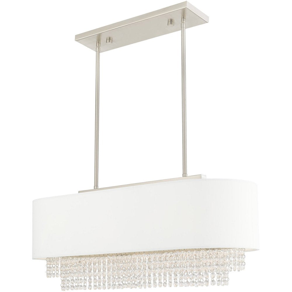 Nickel Three Light Metal Dimmable Chandelier With Shades
