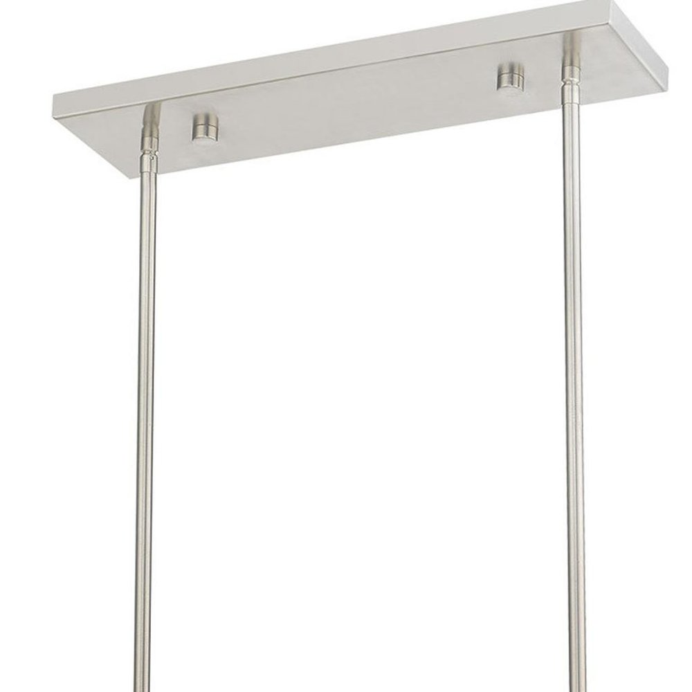 Nickel Three Light Metal Dimmable Chandelier With Shades
