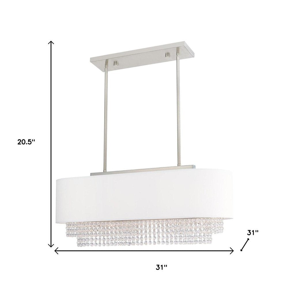 Nickel Three Light Metal Dimmable Chandelier With Shades
