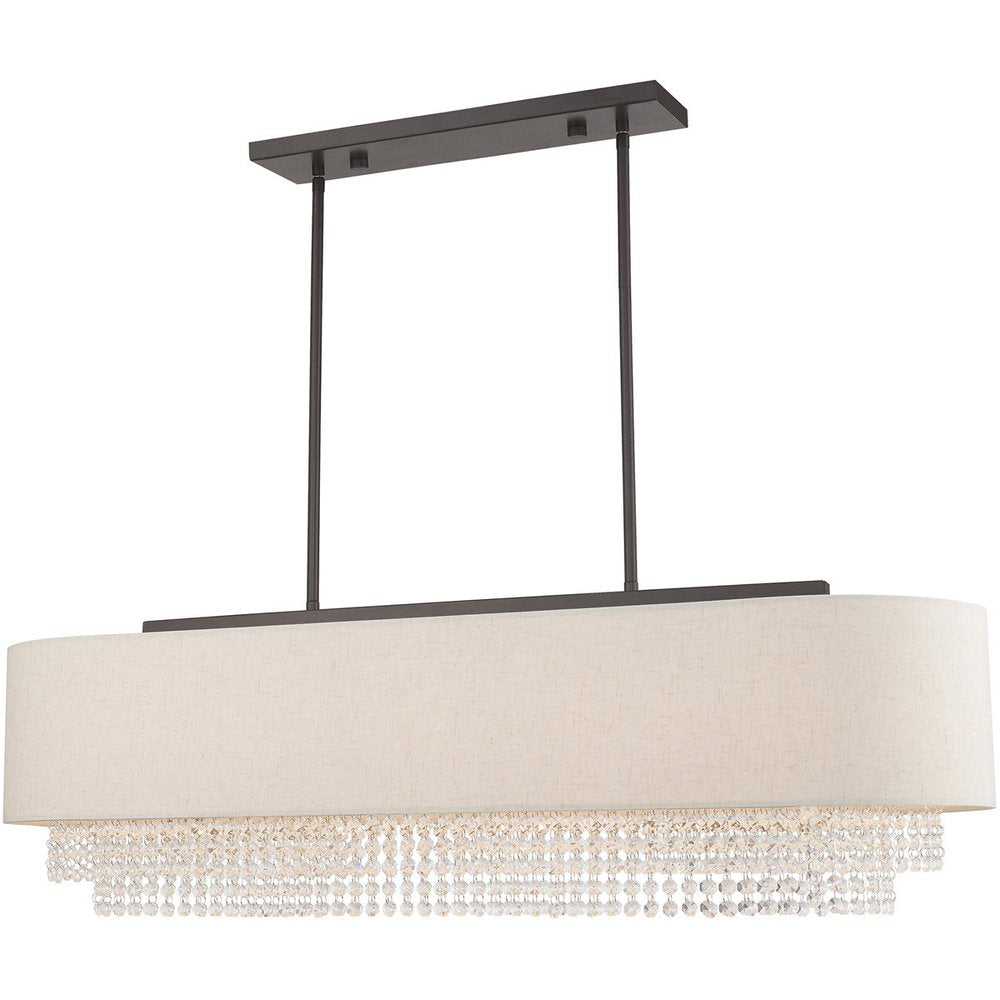 Bronze Five Light Metal Dimmable Chandelier With Shades