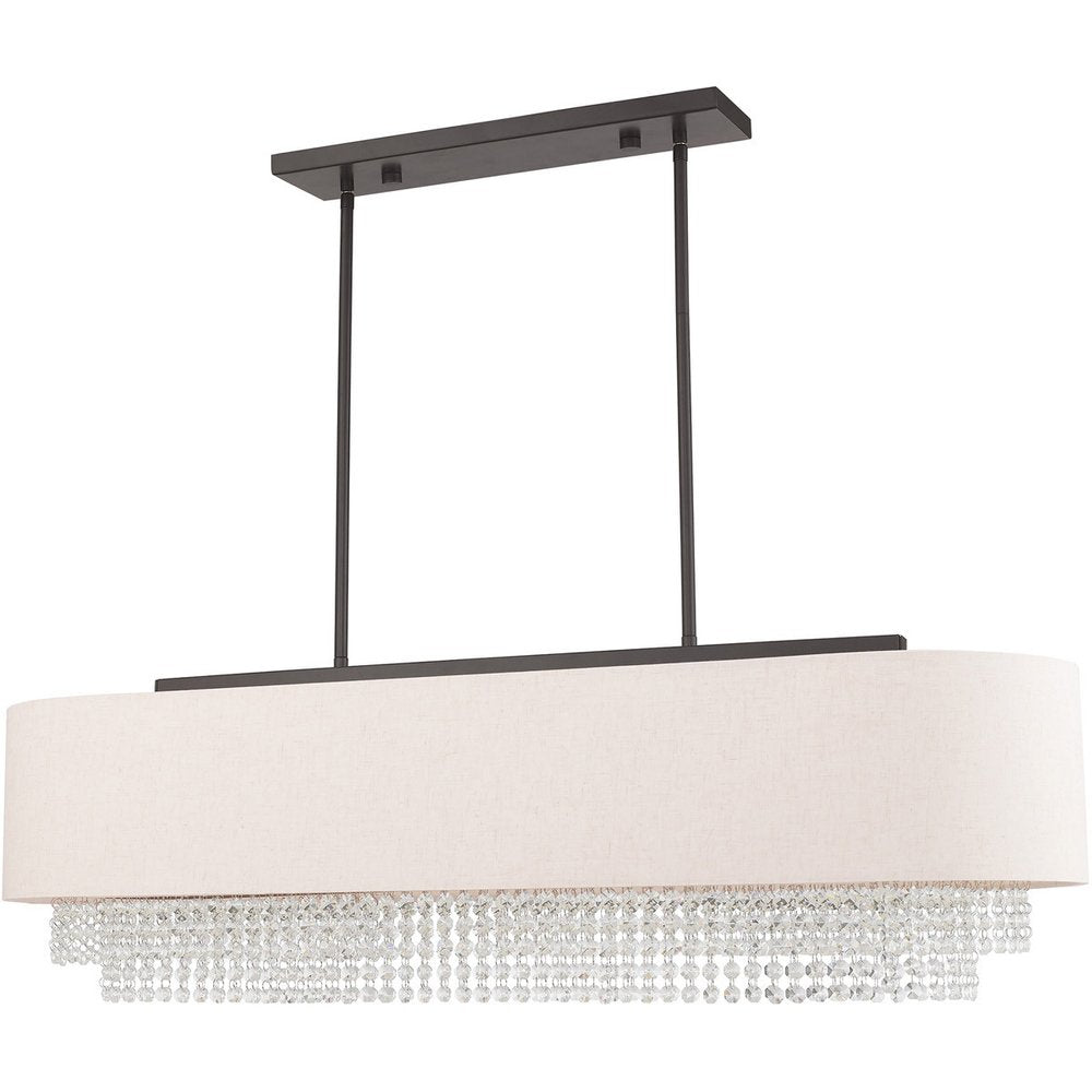 Bronze Five Light Metal Dimmable Chandelier With Shades