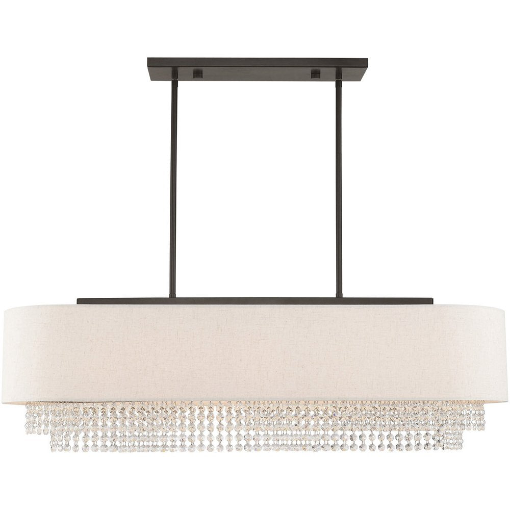 Bronze Five Light Metal Dimmable Chandelier With Shades