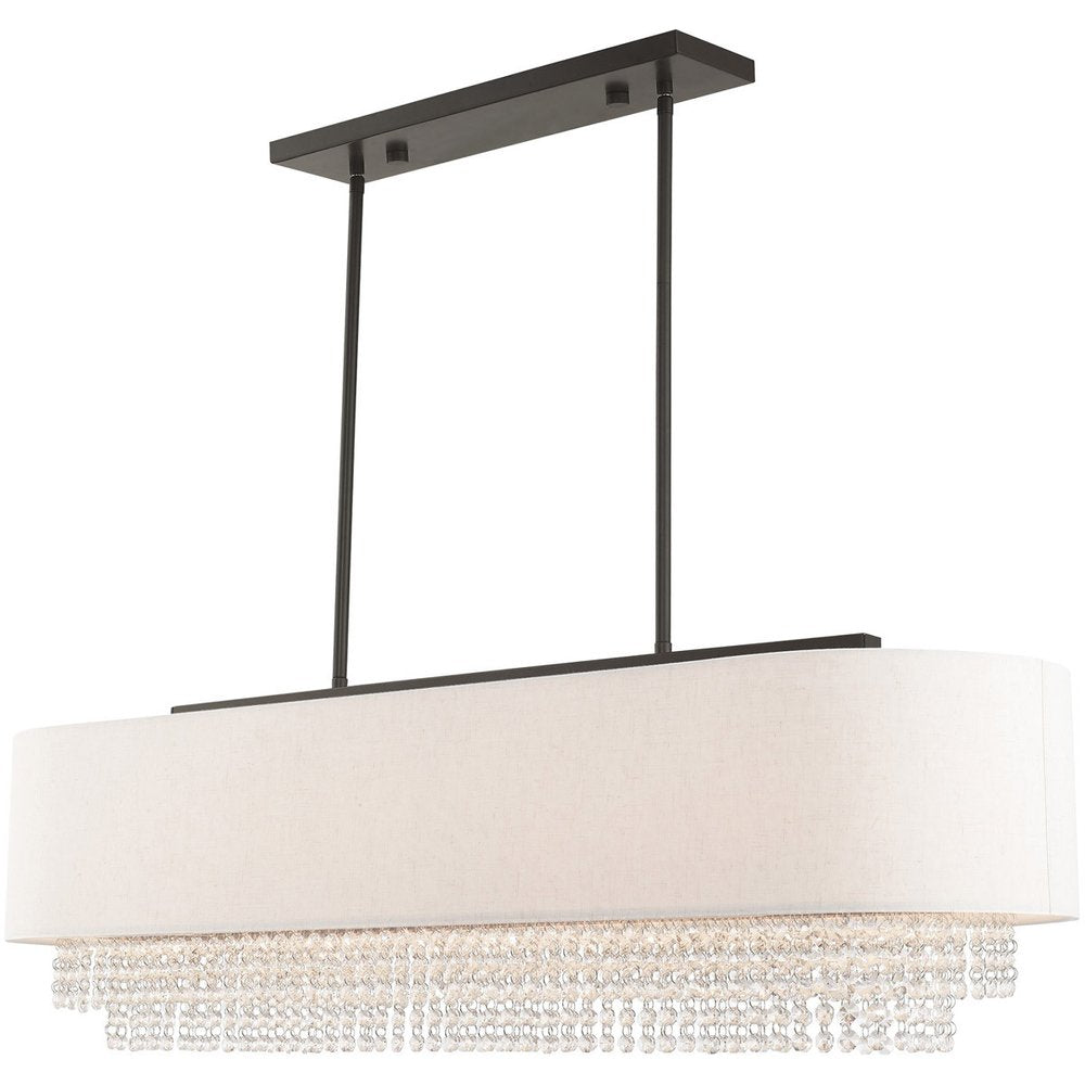 Bronze Five Light Metal Dimmable Chandelier With Shades
