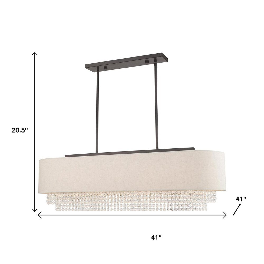 Bronze Five Light Metal Dimmable Chandelier With Shades