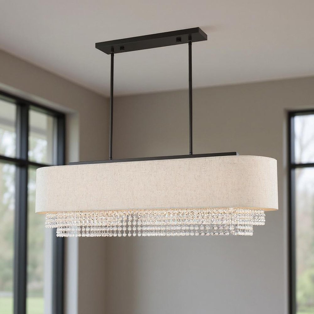 Bronze Five Light Metal Dimmable Chandelier With Shades