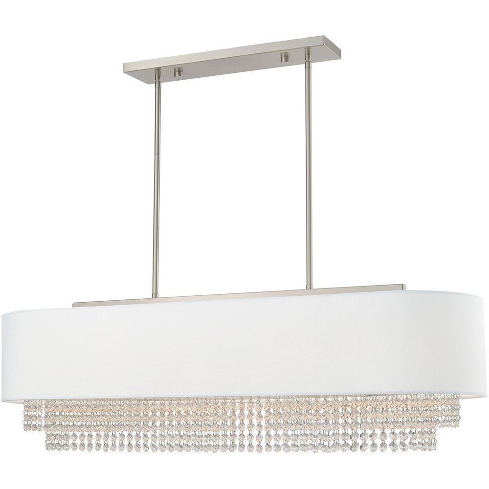Nickel Five Light Metal Dimmable Chandelier With Shades