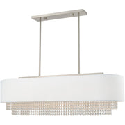 Nickel Five Light Metal Dimmable Chandelier With Shades