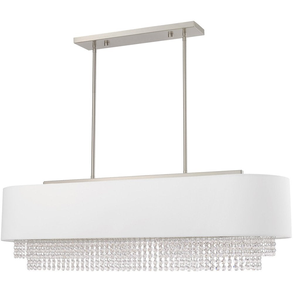 Nickel Five Light Metal Dimmable Chandelier With Shades