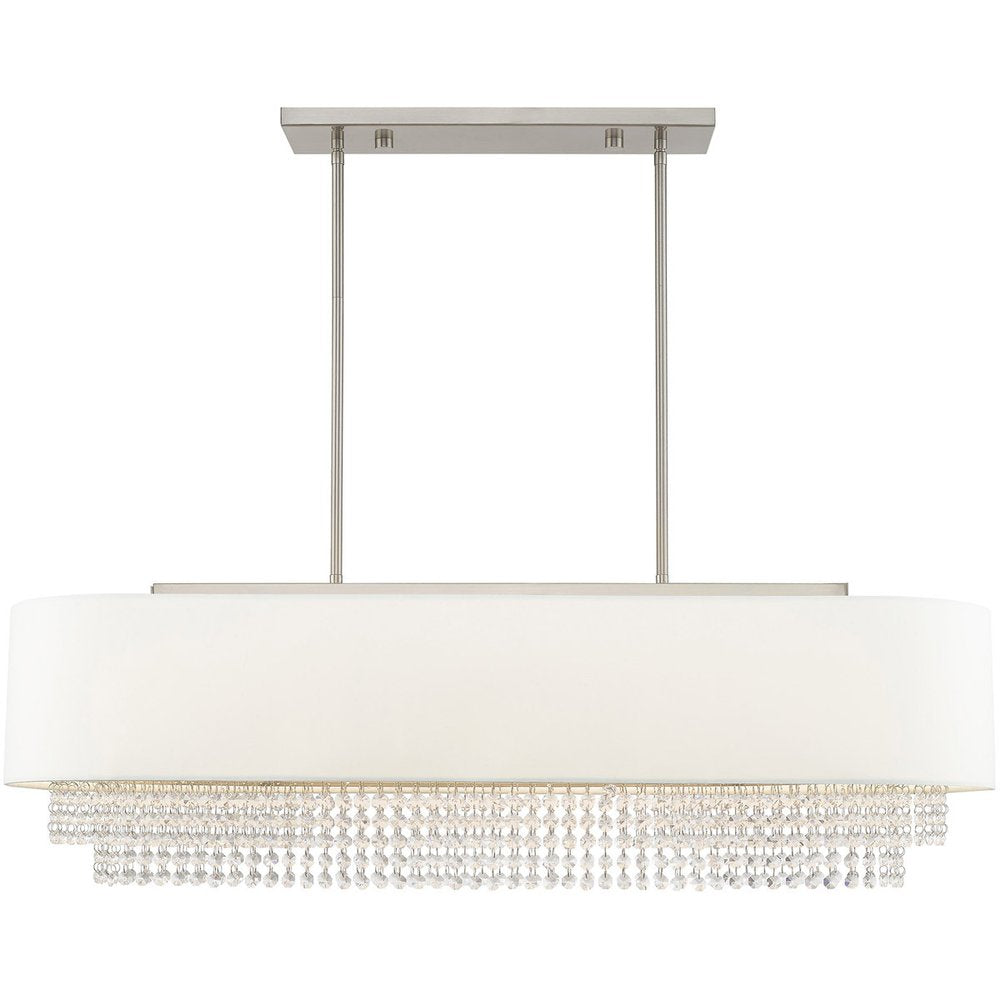 Nickel Five Light Metal Dimmable Chandelier With Shades