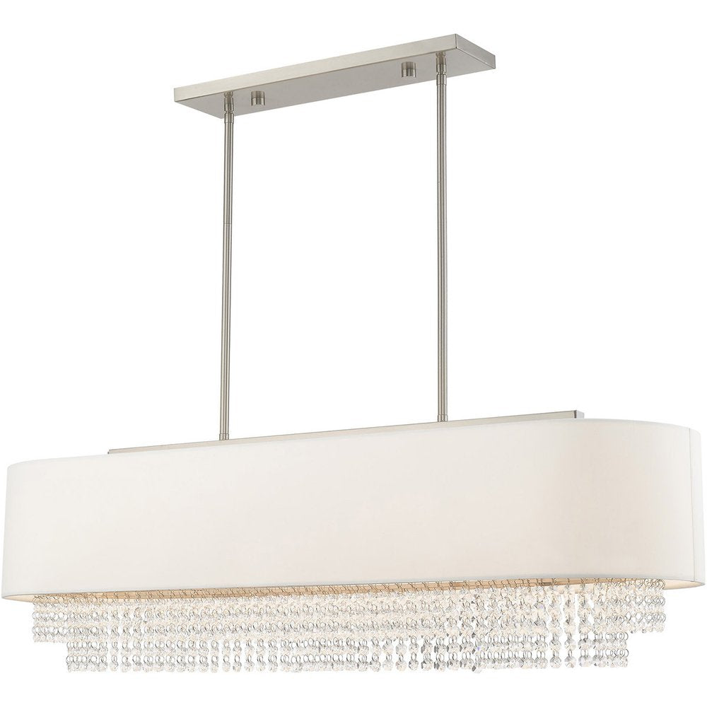 Nickel Five Light Metal Dimmable Chandelier With Shades