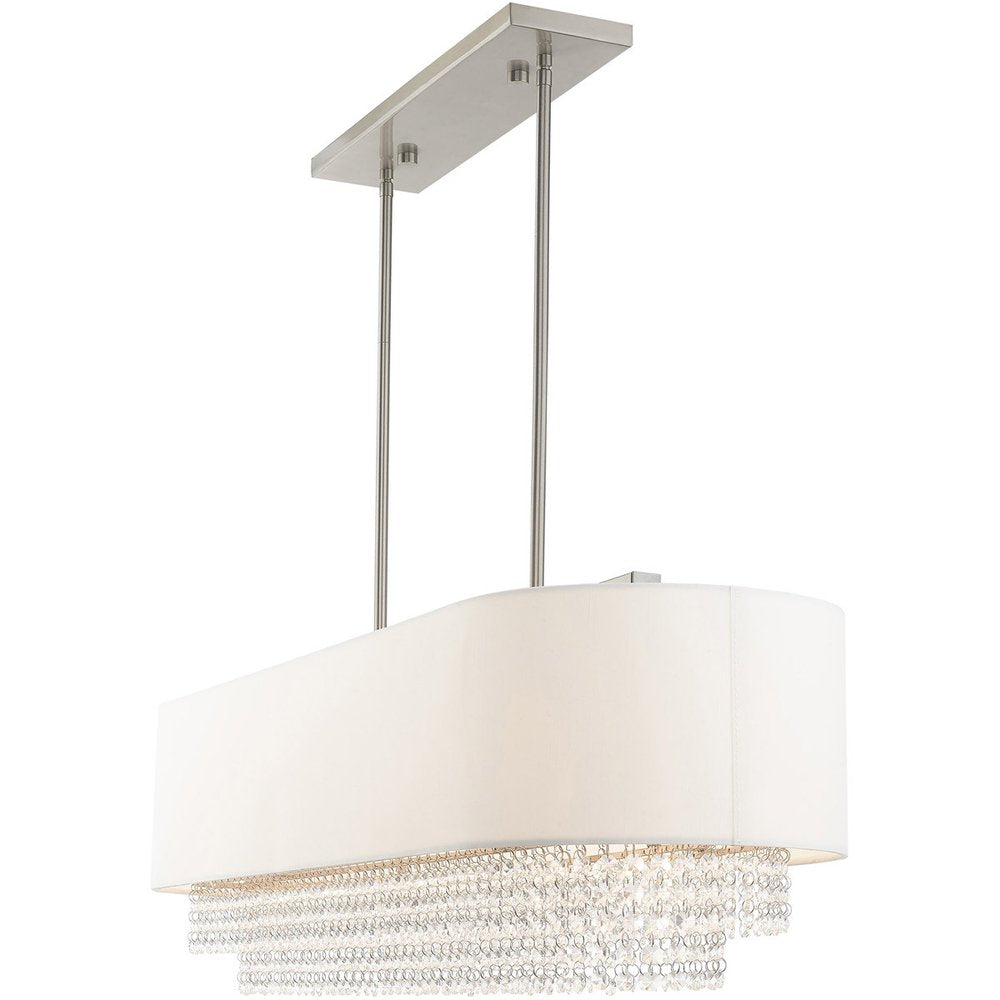 Nickel Five Light Metal Dimmable Chandelier With Shades