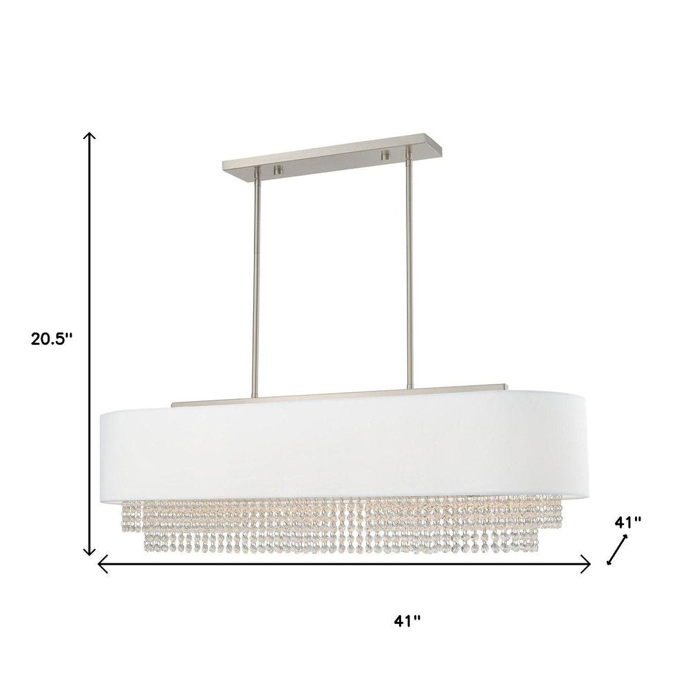 Nickel Five Light Metal Dimmable Chandelier With Shades