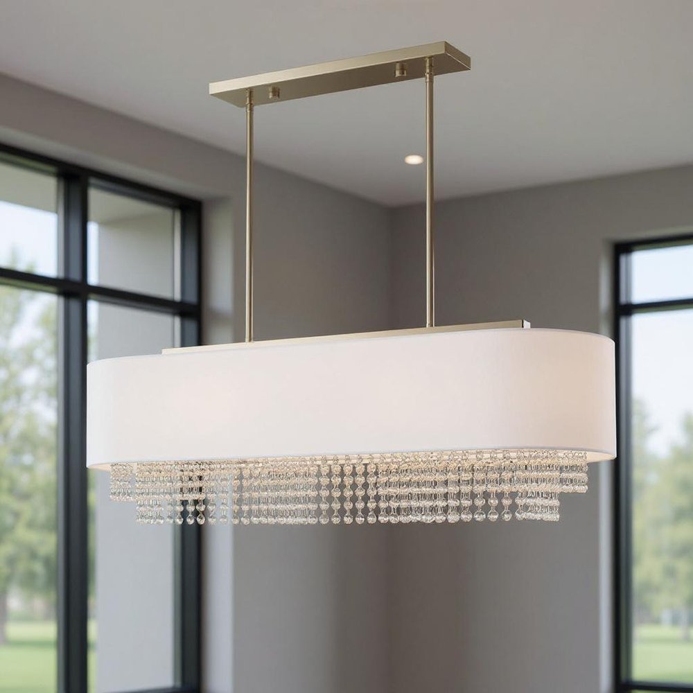 Nickel Five Light Metal Dimmable Chandelier With Shades