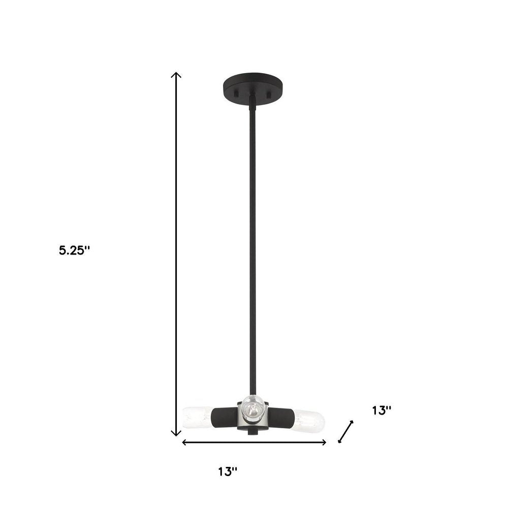 Black Three Light Metal Dimmable Chandelier With Shades