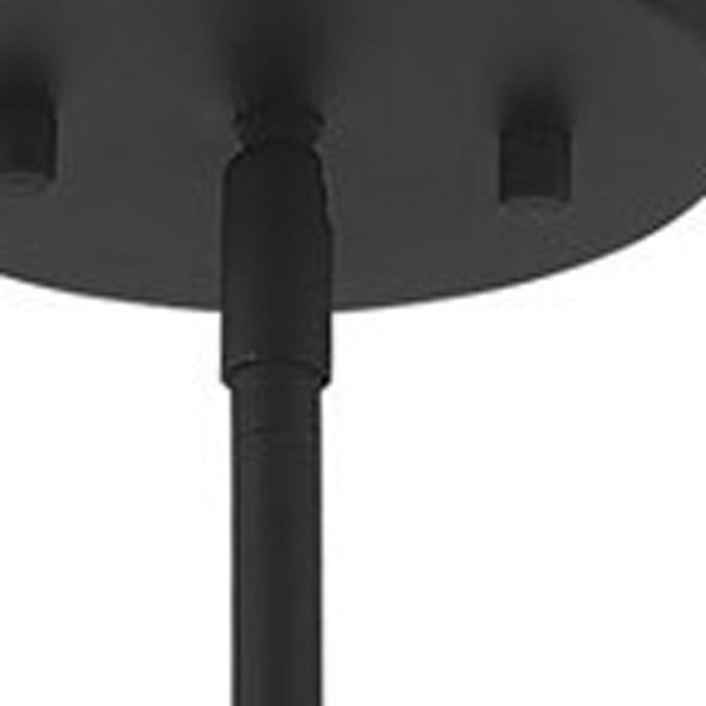Black Three Light Metal Dimmable Chandelier With Shades