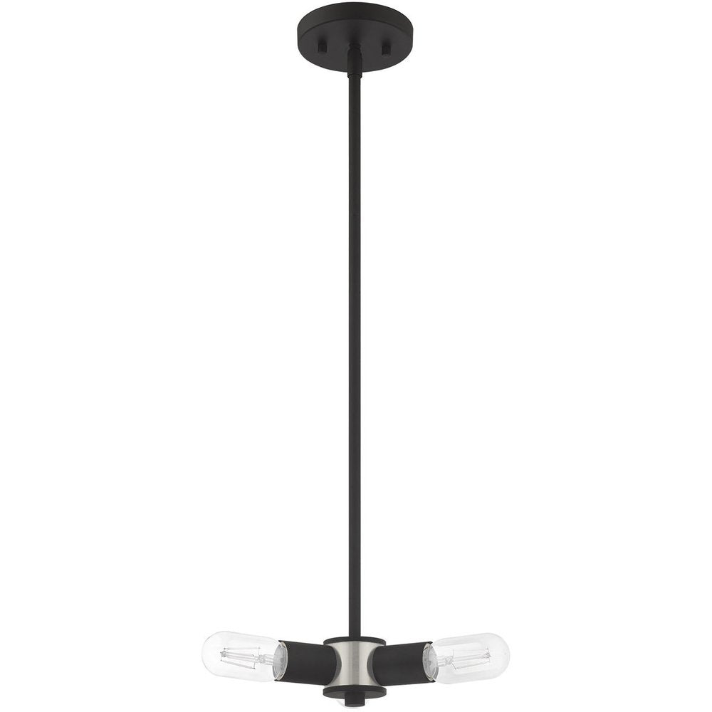 Black Three Light Metal Dimmable Chandelier With Shades