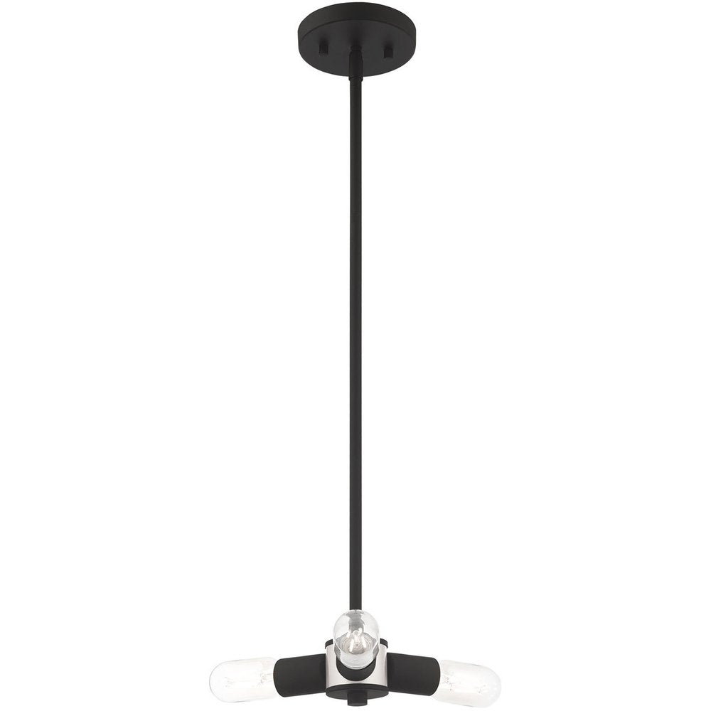 Black Three Light Metal Dimmable Chandelier With Shades