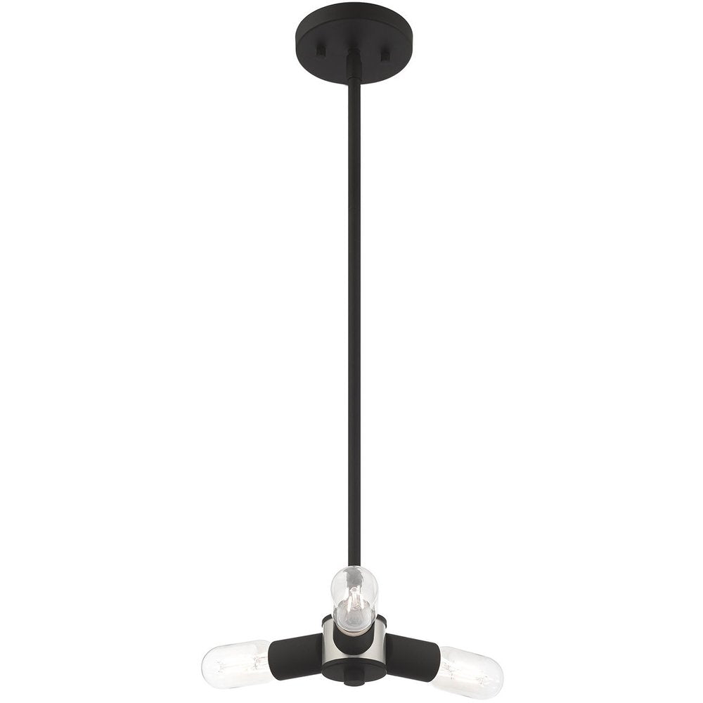 Black Three Light Metal Dimmable Chandelier With Shades
