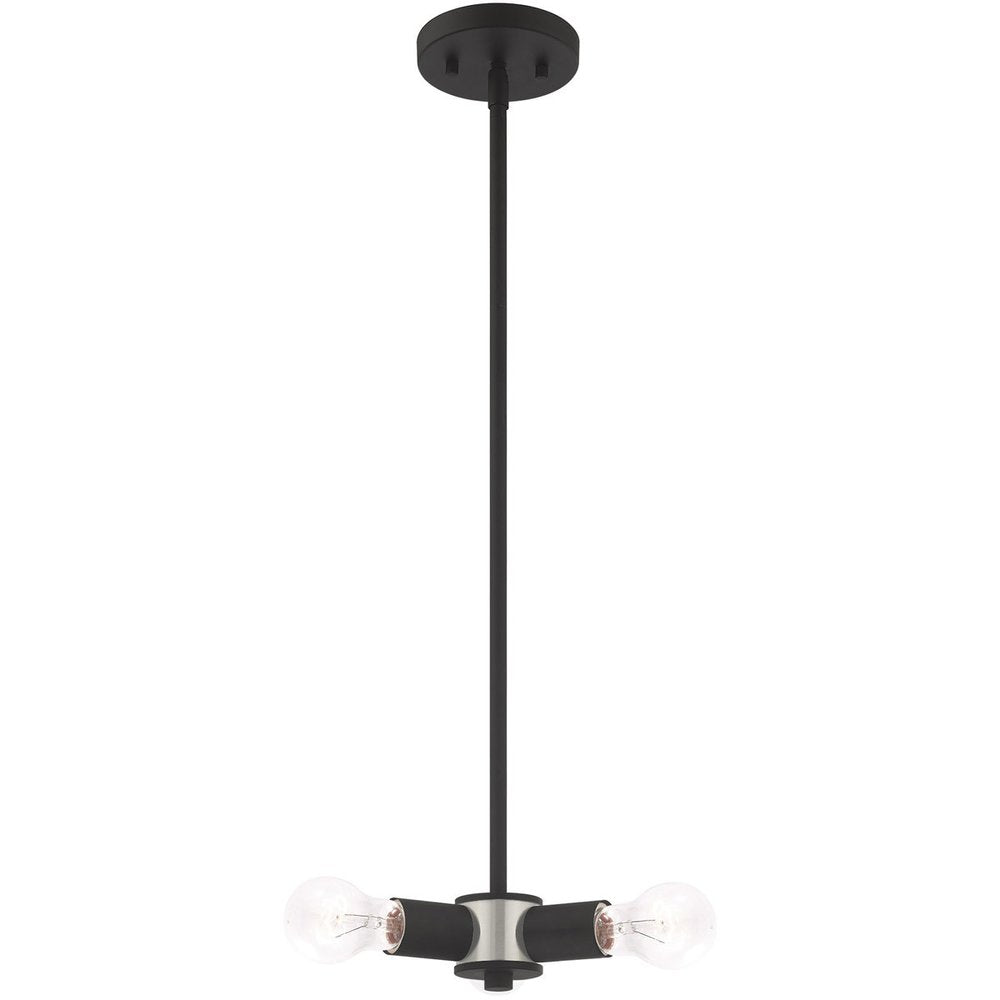 Black Three Light Metal Dimmable Chandelier With Shades