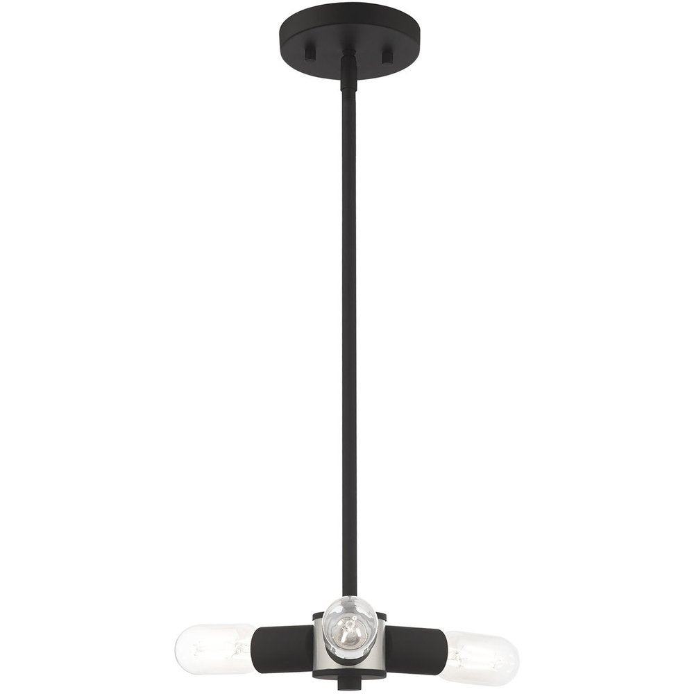Black Three Light Metal Dimmable Chandelier With Shades