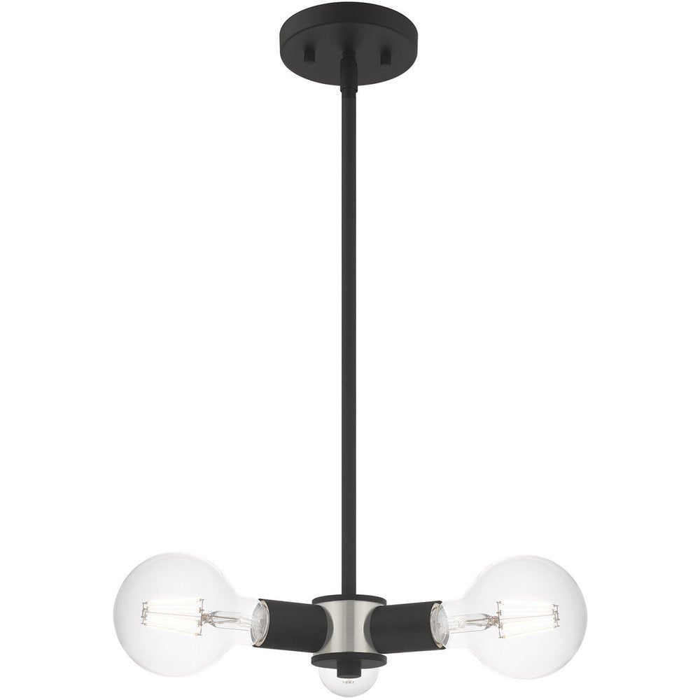 Black Three Light Metal Dimmable Chandelier With Shades