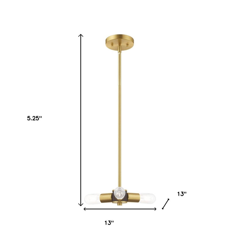 Brass Three Light Metal Dimmable Chandelier With Shades