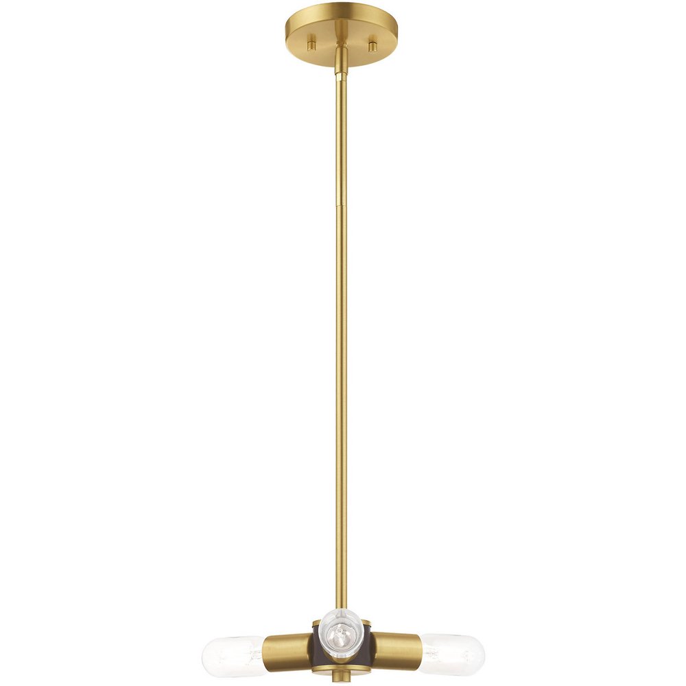 Brass Three Light Metal Dimmable Chandelier With Shades