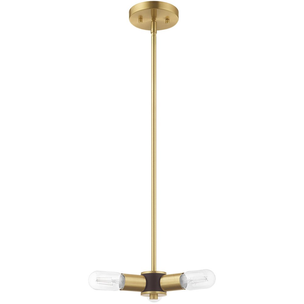 Brass Three Light Metal Dimmable Chandelier With Shades