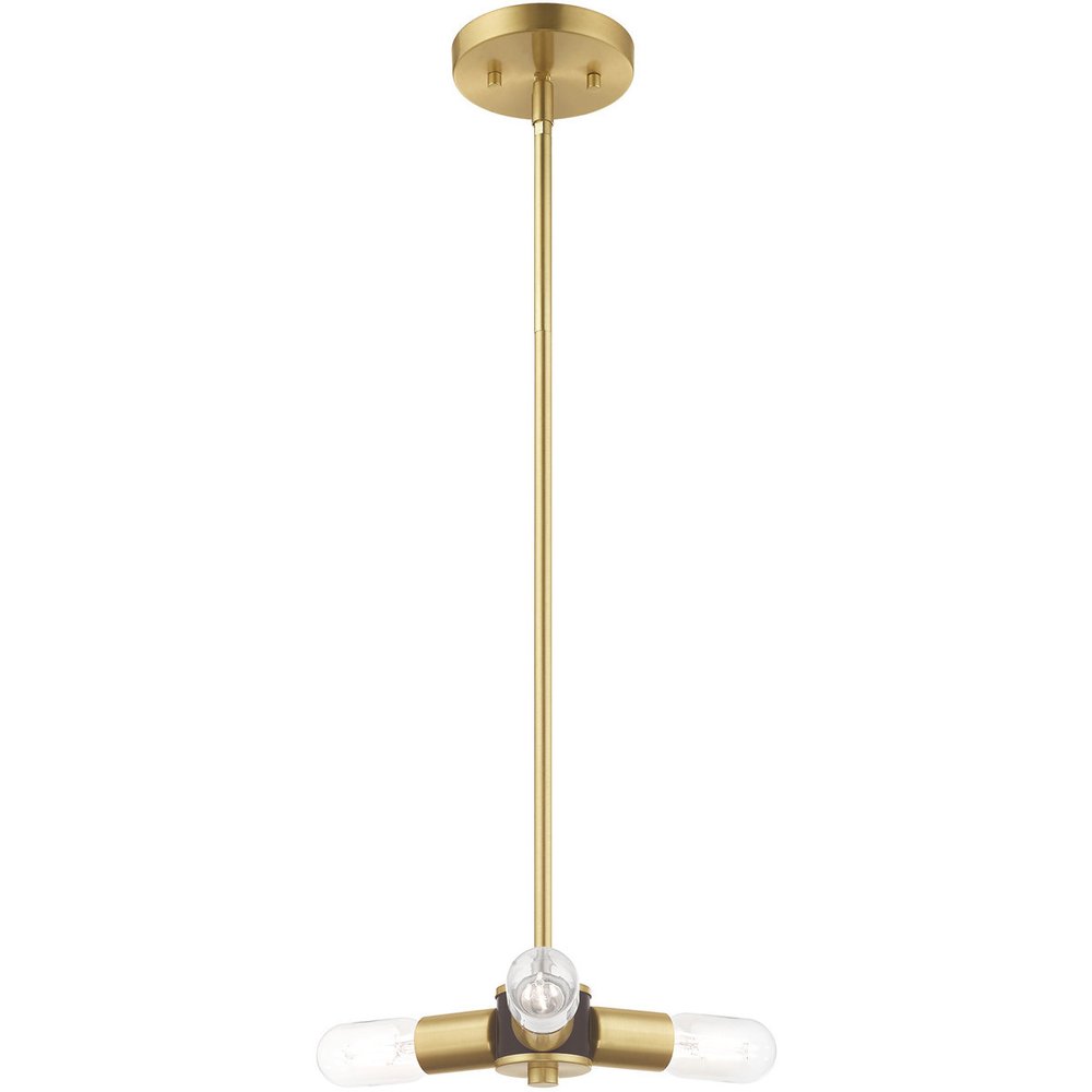 Brass Three Light Metal Dimmable Chandelier With Shades